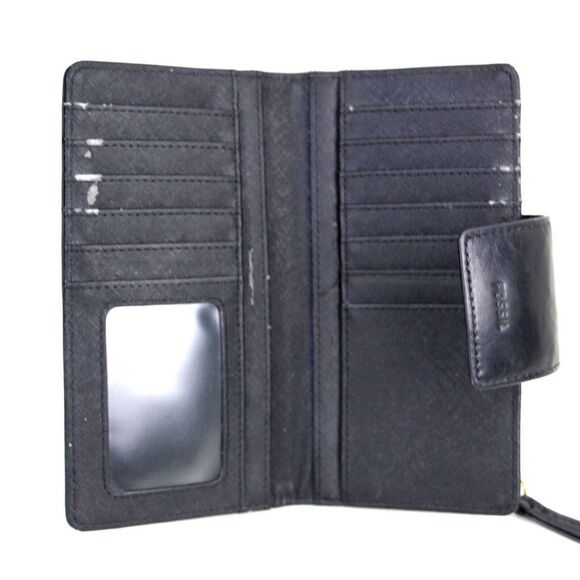 VTG FOSSIL BLACK GENUINE LEATHER ID CARD COIN HOLDER BILL BIFOLD WALLET (1) - Picture 4 of 9